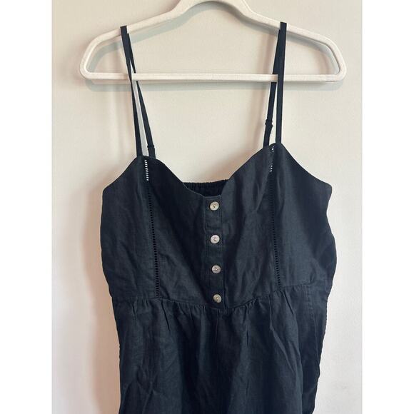 NWT Madewell Sleeveless Wide-Leg Jumpsuit in 100% Linen Black 14 *Broken Zipper* - Picture 5 of 10